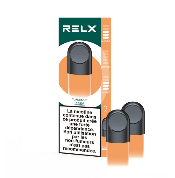 RELX Pod Pro Classic Tobacco Flavor Flavour 18 mg/ml Nicotine  RELX Français  Cigarette électronique Vape Pod Saveur Tabac CLASSIQUE Tobacco 18 mg/ml de nicotine
