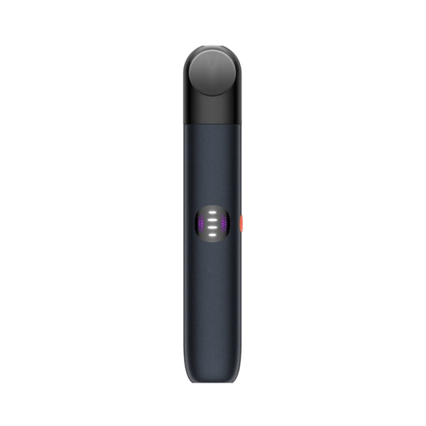 Vue frontale de l'appareil RELX Infinity 2 Plus en Noir Saphir avec indicateur de batterie LED
